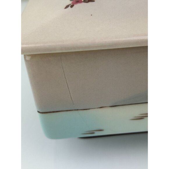 Weil Ware Oriental Cherry Blossom Ceramic Lidded Trinket Box Square Flaws READ - Picture 11 of 16